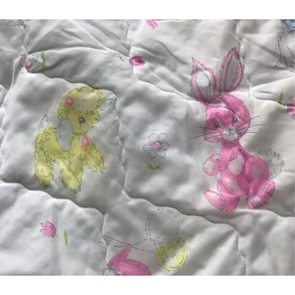 Vintage Handmade Nylon Baby Blanket 60s 70s Kids - Picture 5 of 6